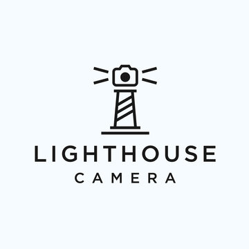 lighthouse camera logo. lighthouse icon