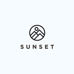sunset logo / beach icon