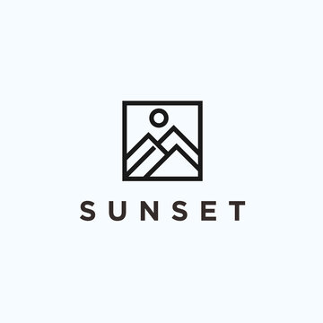 sunset logo / beach icon