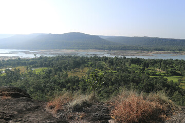 Cliff and Mekong River beautiful nature of Thailand