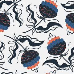 Modern flower scandinavian hand drawn seamless pattern. Ideal for background, wallpaper, textile, backdrop, wrapping paper. Pattern surface design.