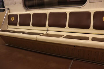 subway wagon interior with symbols