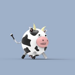 3d rendered illustration cute cow with smile