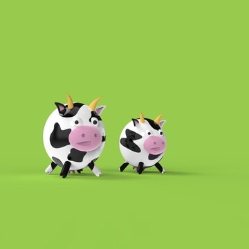 3d rendered illustration cute cow with smile