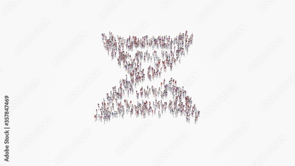 Poster 3d rendering of crowd of people in shape of symbol of dna on white background isolated
