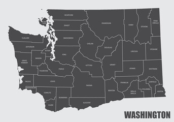 Fototapeta na wymiar Washington County Map