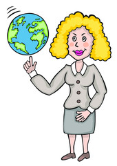 Teacher with globe 