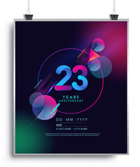 23rd Years Anniversary Logo with Colorful Abstract Geometric background, Vector Design Template Elements for Invitation Card and Poster Your Birthday Celebration.