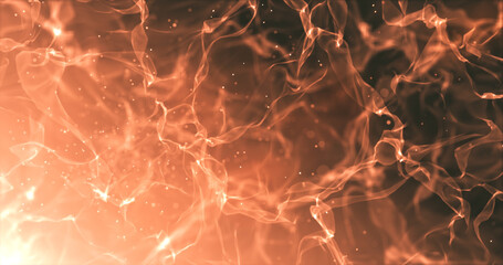 Abstract fire background with smoke and floating dust particles.