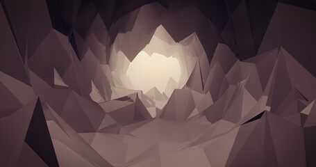 Retro pop abstract 80s style cave background vector illustration. Low poly cave design.