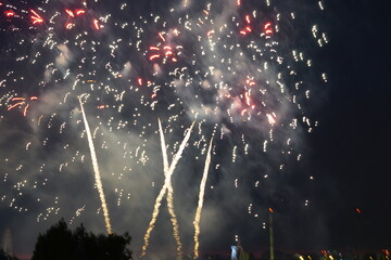 red and green firework show