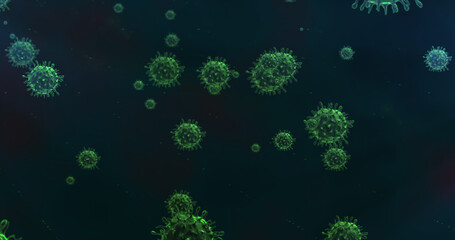 Fototapeta na wymiar Image of Covid-19 coronavirus cell under microscope in the laboratory