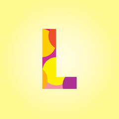 L letter with flat color design. Vector eps.10
