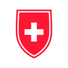 Obraz premium Protection of immunity graphic icon. Shield immune system concept. Protection health sign isolated on white background. Vector illustration 