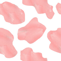 Seamless pattern watercolor abstract aesthetic forms brushstrokes elements of pastel colors pink isolated on a white background hand painted