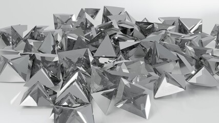 close up of white Princess cut diamond on white background, 3D illustration