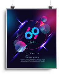 69th Years Anniversary Logo with Colorful Abstract Geometric background, Vector Design Template Elements for Invitation Card and Poster Your Birthday Celebration.