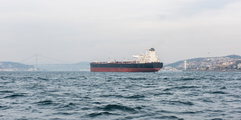 Sea traffic on Istanbul Bosphorus, Turkey.