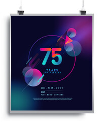 75th Years Anniversary Logo with Colorful Abstract Geometric background, Vector Design Template Elements for Invitation Card and Poster Your Birthday Celebration.
