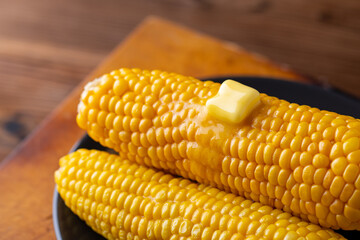 Melted butter on sweet corn.