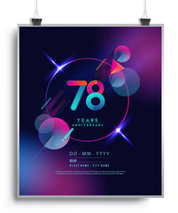78th Years Anniversary Logo with Colorful Abstract Geometric background, Vector Design Template Elements for Invitation Card and Poster Your Birthday Celebration.