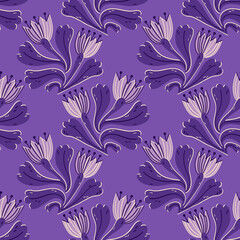 Floral hand drawn seamless pattern. Ideal for background, wallpaper, textile, backdrop, wrapping paper. Pattern design.