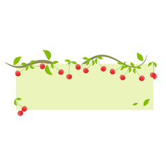 Vector illustration of a rectangular green frame decorated with cherry branches.