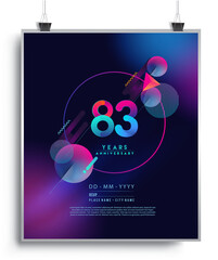 83rd Years Anniversary Logo with Colorful Abstract Geometric background, Vector Design Template Elements for Invitation Card and Poster Your Birthday Celebration.