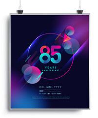 85th Years Anniversary Logo with Colorful Abstract Geometric background, Vector Design Template Elements for Invitation Card and Poster Your Birthday Celebration.