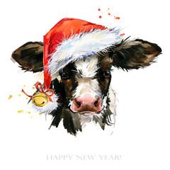 cute watercolor calf. Baby bull illustration. cattle. farm animal.  - 357853098