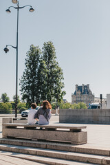 mum and son in paris