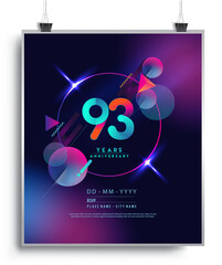 93rd Years Anniversary Logo with Colorful Abstract Geometric background, Vector Design Template Elements for Invitation Card and Poster Your Birthday Celebration.