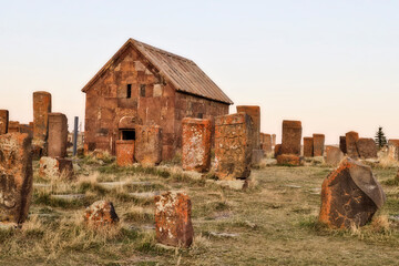 Noratus cemetery at Sevan lake in Armenia, Asia