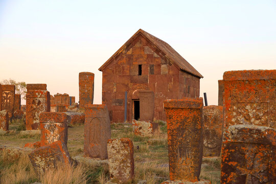 Noratus cemetery at Sevan lake in Armenia, Asia