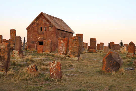 Noratus cemetery at Sevan lake in Armenia, Asia