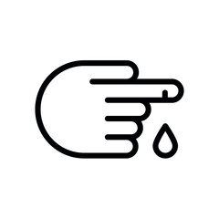 Finger Cut, Blood Test line flat vector icon for mobile application, button and website design. Illustration isolated on white background. EPS 10 design, logo, app, infographic