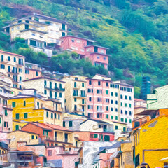 Oil painting of Cinque Terre, Italy