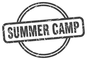 summer camp grunge stamp. summer camp round vintage stamp