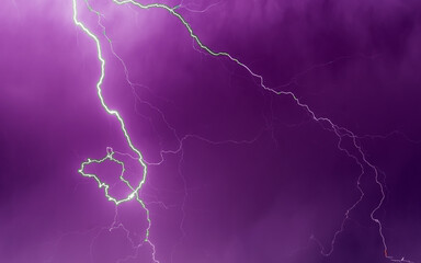 Night sky with various lightning in natural colors.	