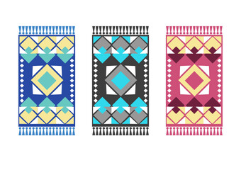 Islamic prayer rugs. Set of colorful geometric shapes.