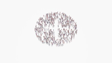3d rendering of crowd of people in shape of symbol of plus on white background isolated