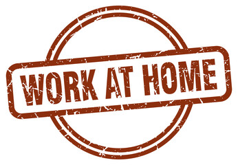 work at home grunge stamp. work at home round vintage stamp