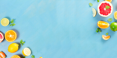 citrus pattern on blue