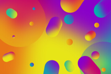 Geometric circle bubbles fluid gradient design template on colorful background