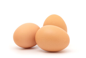 boiled chicken eggs isolated on white background