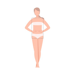 Beautiful Woman in Underwear, Female Rectangle Body Shape Flat Style Vector Illustration
