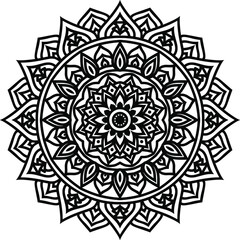 Circular pattern mandala art decoration elements for meditation poster, adult coloring book page, tattoo, henna, mehndi
