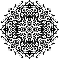 Circular pattern mandala art decoration elements for meditation poster, adult coloring book page, tattoo, henna, mehndi
