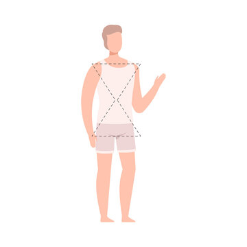 Faceless Man in White Tank Top and Underpants, Male Body Hourglass Shape Flat Style Vector Illustration