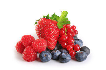 red fruits on a white background